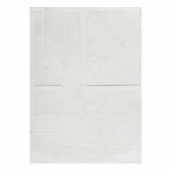 (B802) Laila Ali White Geometric High-Low Area Rug, 5x7