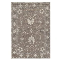 (B803) Antiqua Dark Grey Floral Runner, 2x6