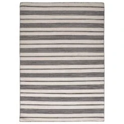 (B804) Santiago Navy & Ivory Striped Area Rug, 7x9