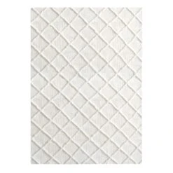 (B813) Ivory Diamond Tufted Area Rug, 5x7
