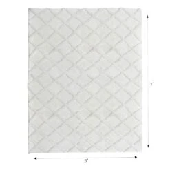 (B813) Ivory Diamond Tufted Area Rug, 5x7 -Home Decor Store b813 ivory diamond tufted area rug 5x7 4