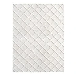 (B813) Ivory Diamond Tufted Area Rug, 8x10