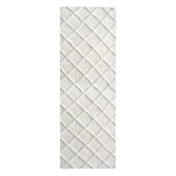 (B813) Ivory Diamond Tufted Runner, 2x7