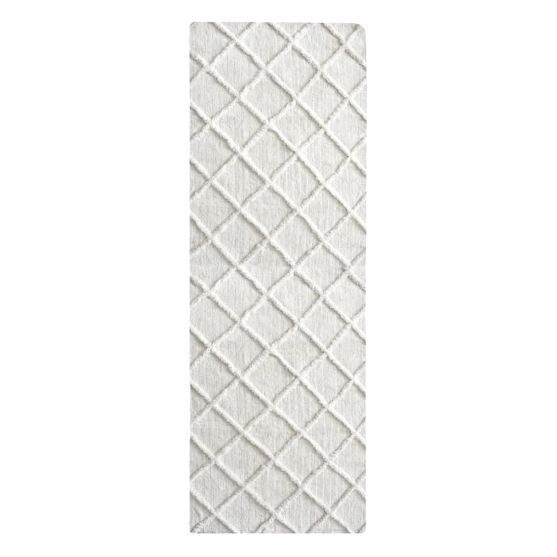 (B813) Ivory Diamond Tufted Runner, 2x7 1 (B813) Ivory Diamond Tufted Runner, 2x7