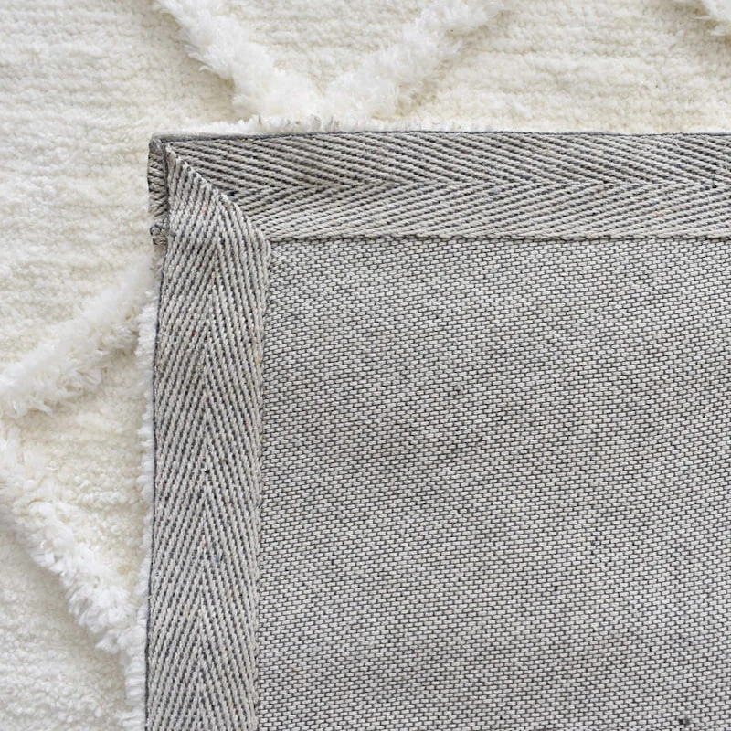 (B813) Ivory Diamond Tufted Runner, 2x7 3 (B813) Ivory Diamond Tufted Runner, 2x7 - Image 3