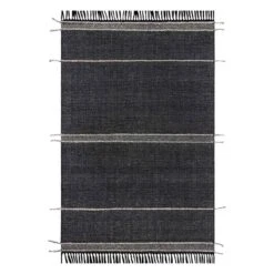 (B817) Hutton Black Flatweave Tassel Area Rug, 5x7