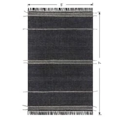 (B817) Hutton Black Flatweave Tassel Area Rug, 5x7 -Home Decor Store b817 hutton black flatweave tassel area rug 5x7 6