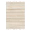 (B819) Panyer Ivory Striped Flatweave Area Rug, 5x7