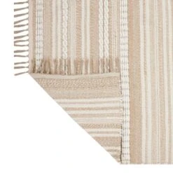 (B819) Panyer Ivory Striped Flatweave Area Rug, 5x7 -Home Decor Store b819 panyer ivory striped flatweave area rug 5x7 3