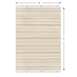 (B819) Panyer Ivory Striped Flatweave Area Rug, 5x7 -Home Decor Store b819 panyer ivory striped flatweave area rug 5x7 6