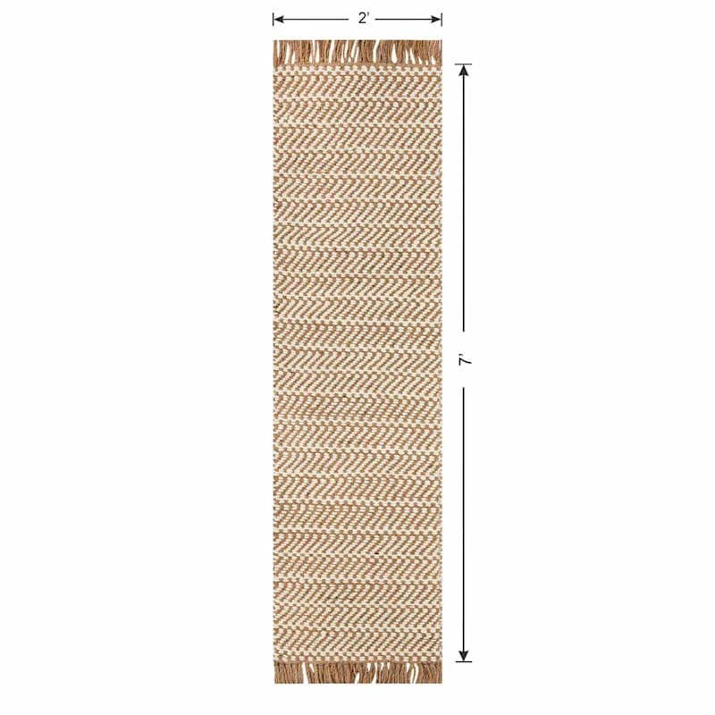 (B821) Crosby St Moore Natural Herringbone Runner, 2x7 6 (B821) Crosby St Moore Natural Herringbone Runner, 2x7 - Image 6