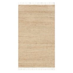 (B825) Honeybloom Lawrence Jute Fringe Accent Rug, 3x5