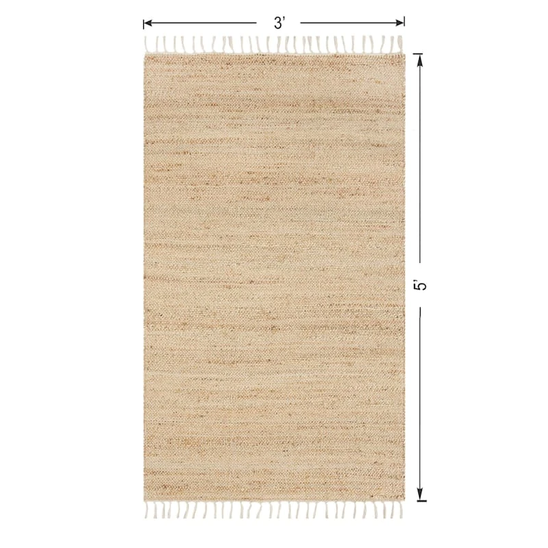 (B825) Honeybloom Lawrence Jute Fringe Accent Rug, 3x5 6 (B825) Honeybloom Lawrence Jute Fringe Accent Rug, 3x5 - Image 6