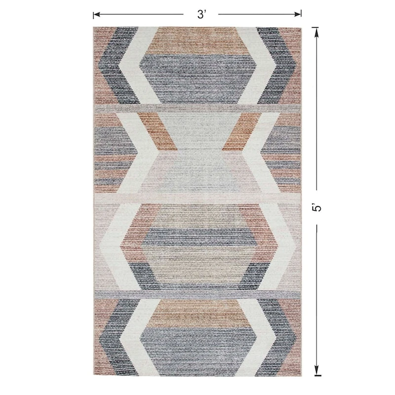 (B827) Arrow Multicolor Washable Accent Rug, 3x5 6 (B827) Arrow Multicolor Washable Accent Rug, 3x5 - Image 6