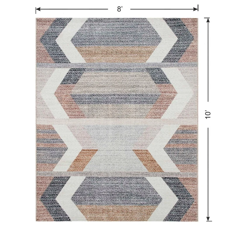 (B827) Arrow Multicolor Washable Area Rug, 8x10 6 (B827) Arrow Multicolor Washable Area Rug, 8x10 - Image 6