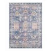 (B828) Blue Floral Medallion Washable Area Rug, 5x7
