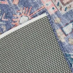 (B828) Blue Floral Medallion Washable Area Rug, 5x7 11 (B828) Blue Floral Medallion Washable Area Rug, 5x7 -Home Decor Store b828 blue floral medallion washable area rug 5x7 5