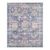 (B828) Blue Floral Medallion Washable Area Rug, 8x10