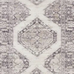 (B829) Grey & White Floral Washable Area Rug, 5x7 10 (B829) Grey & White Floral Washable Area Rug, 5x7 -Home Decor Store b829 grey white floral washable area rug 5x7 4