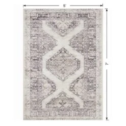 (B829) Grey & White Floral Washable Area Rug, 5x7 12 (B829) Grey & White Floral Washable Area Rug, 5x7 -Home Decor Store b829 grey white floral washable area rug 5x7 6