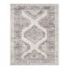 (B829) Grey & White Floral Washable Area Rug, 8x10