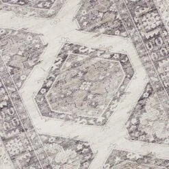 (B829) Grey & White Floral Washable Area Rug, 8x10 10 (B829) Grey & White Floral Washable Area Rug, 8x10 -Home Decor Store b829 grey white floral washable area rug 8x10 4