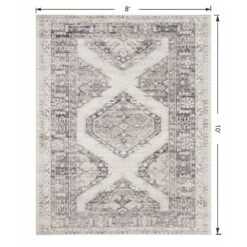 (B829) Grey & White Floral Washable Area Rug, 8x10 12 (B829) Grey & White Floral Washable Area Rug, 8x10 -Home Decor Store b829 grey white floral washable area rug 8x10 6
