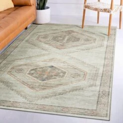 (B830) Pink Multicolor Tribal Washable Area Rug, 5x7 -Home Decor Store b830 pink multicolor tribal washable area rug 5x7 7