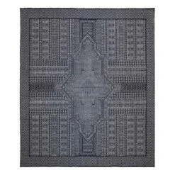 (B840) Found & Fable Bodrum Grey Tribal Medallion Area Rug, 5x7