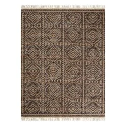 (B848) Tracey Boyd Devon Black Diamond Design Tassel Area Rug, 8x10