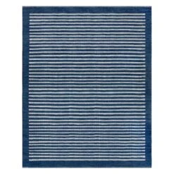 (B856) Honeybloom Roka Blue & White Striped Area Rug, 8x10
