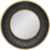Black Metal Round Wall Mirror, 22"
