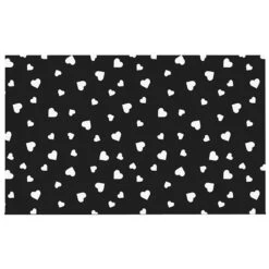 Black & White Hearts Coir Doormat, 18x30