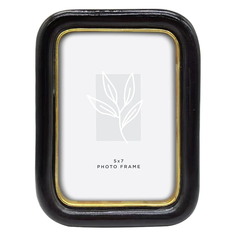 Black With Gold Detail Edge Tabletop Picture Frame, 5x7 1 Black With Gold Detail Edge Tabletop Picture Frame, 5x7