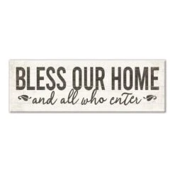 Bless Our Home & All Who Enter Textured Canvas Wall Art, 12x36