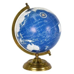 Blue Metal Globe Decor, 11.5"