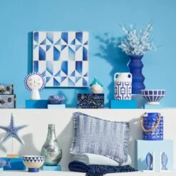 Blue Mosaic Glass Decorative Box, 9" -Home Decor Store blue mosaic glass decorative box 9 2