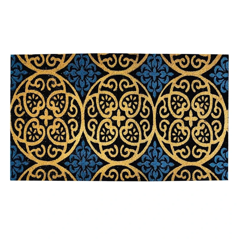 Blue Tile Bleached Coir Doormat 22x47 1 Blue Tile Bleached Coir Doormat 22x47