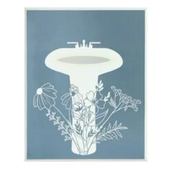 Blue & White Floral Sink Wall Art, 8x10