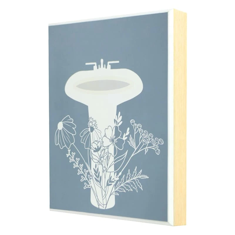 Blue & White Floral Sink Wall Art, 8x10 2 Blue & White Floral Sink Wall Art, 8x10 - Image 2