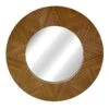Brown Faux Carved Wood Round Wall Mirror, 31"