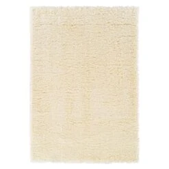 (C152) Solid Ivory Shag Accent Rug, 3x5