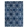 (C156) Blue & Ivory Geometric Soft Shag Area Rug, 8x10