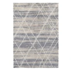 (C157) White & Grey Moroccan Style Shag Area Rug, 8x10