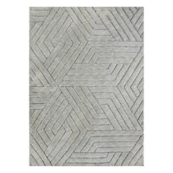 (C176) Jackson Grey Patterned Shag Area Rug, 5x7
