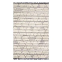 (C185) Tracey Boyd Elizabeth Grey Diamond Design Area Rug, 4x6