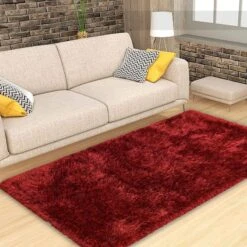 (C197) Eve Red Shag Accent Rug, 3x5 -Home Decor Store c197 eve red shag accent rug 3x5 6