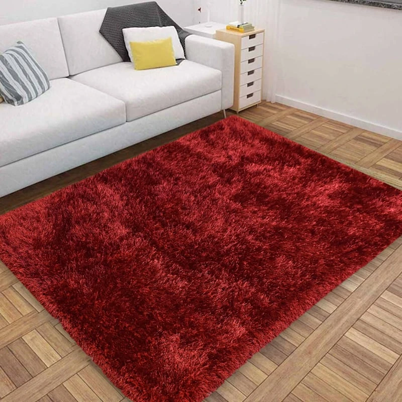 (C197) Eve Red Shag Area Rug, 4x7 6 (C197) Eve Red Shag Area Rug, 4x7 - Image 6