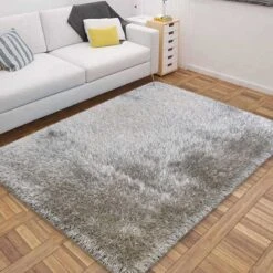 (C199) Eve Silver Shag Area Rug, 4x7 -Home Decor Store c199 eve silver shag area rug 4x7 6