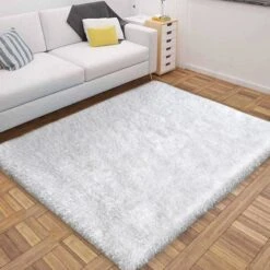 (C200) Eve White Shag Area Rug, 4x7 -Home Decor Store c200 eve white shag area rug 4x7 6
